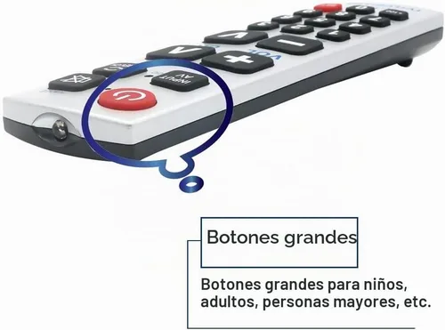 Vista 6 de LuckyStar - Control remoto universal con botón grande A-TV2, ajuste inicial para Lg, Vizio, Sharp, Zenith, Panasonic, Philips, RCA, pone la batería