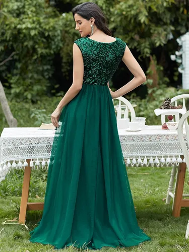 Vista 2 de Ever-Pretty Vestidos de noche largos de retazos de lentejuelas para mujer 0983
