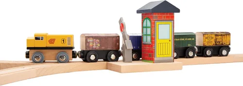 Vista 3 de ORBRIUM Juego de accesorios de pistas de tren de madera, punto de control de parada/marcha, compatible con Thomas & Friends Wooden Railway, Brio