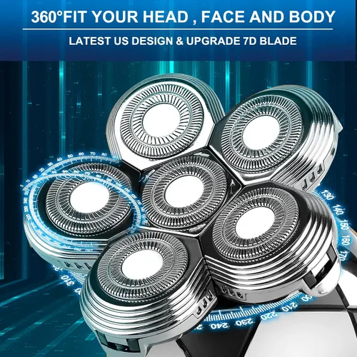 Vista 3 de Afeitadora de cabeza para hombres calvos, afeitadora eléctrica de precisión definitiva para hombres calvos, IPX7, impermeable, recargable, afeitado