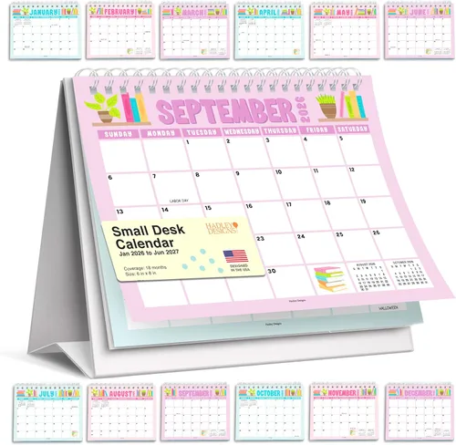 Vista 13 de Small Desk Calendar 2027 Standing Flip - 2027 Desk Calendar Small 2027-2028 Colorful Pastel