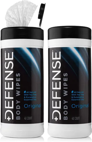 Vista 3 de Defense Soap Jabón en barra medicado antimicótico, paquete de 2, toallitas corporales de árbol de té (40 unidades) paquete de 2 y gel de baño de 12