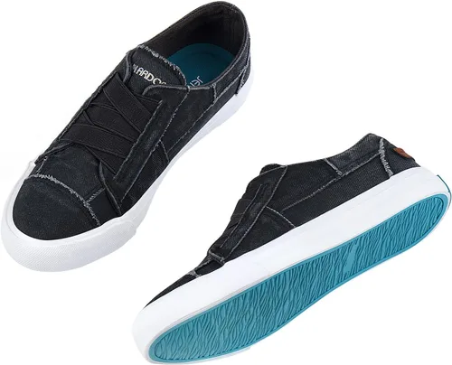Vista 6 de JENN ARDOR Tenis de moda para mujer, bajos, hechos de tela sin cordones, fáciles de poner