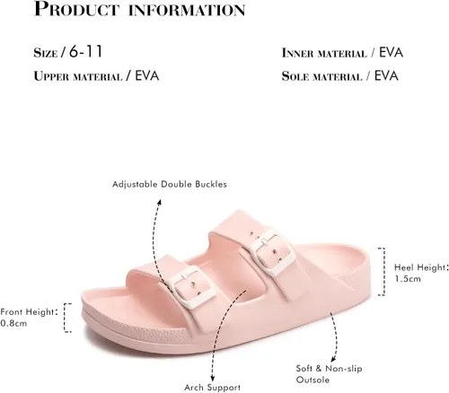 Vista 7 de FUNKYMONKEY - Sandalias bajas cómodas para mujer, hechas de etilvinilacetato, ajustables con hebilla doble