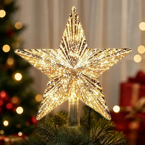 Vista 17 de ODEETRONIC Luces de Estrella para la Punta del Árbol de Navidad, 9.5 pulgadas con Certificación UL Estrella 3D para la Punta del Árbol, de Doble