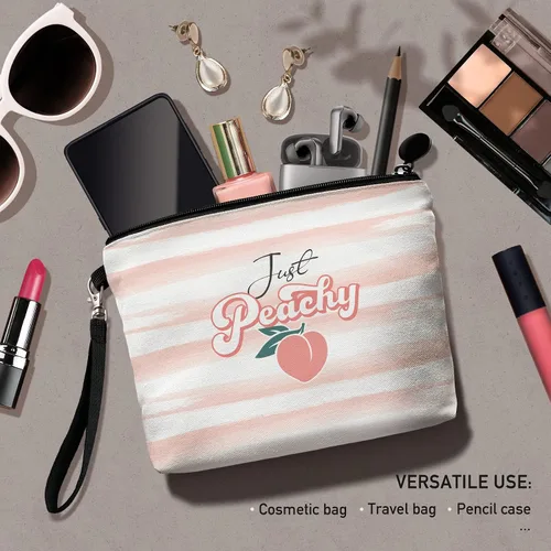 Vista 3 de Hglian Bolsa de maquillaje de viaje, Rosado, Just Peachy