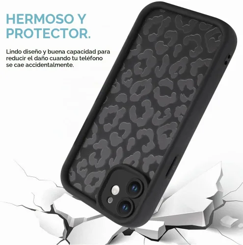Vista 2 de Compatible con iPhone 11, estampado de guepardo, negro