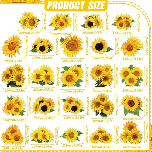 Vista 2 de Zhanmai 24 piezas de imanes de girasol para nevera, imanes de girasol para auto, imanes de nevera de flores de verano, adhesivos magnéticos