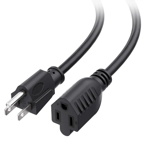 Vista 7 de Cable Matters - Paquete de 2 cables de extensión de alimentación cortos de 16 AWG, resistentes de 13 A, 1 pie, 3 clavijas, NEMA 5-15P a NEMA 5-15R