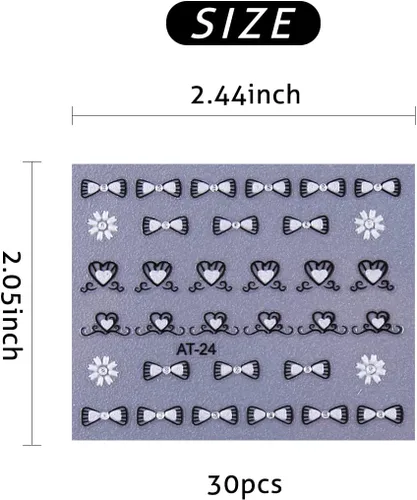 Vista 7 de Calcomanías para arte de uñas de flores, diseño de uñas en blanco y negro, calcomanías autoadhesivas 3D, suministros de arte de uñas, calcomanías