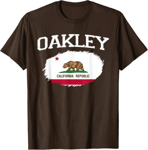 Vista 57 de OAKLEY CA CALIFORNIA Flag Vintage USA Sports Hombre Mujer Camiseta, Negro
