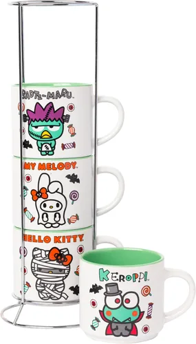 Vista 21 de Silver Buffalo Care Bears - Juego de tazas de cerámica con logotipo de corazón arcoíris, 4 unidades, 10 onzas
