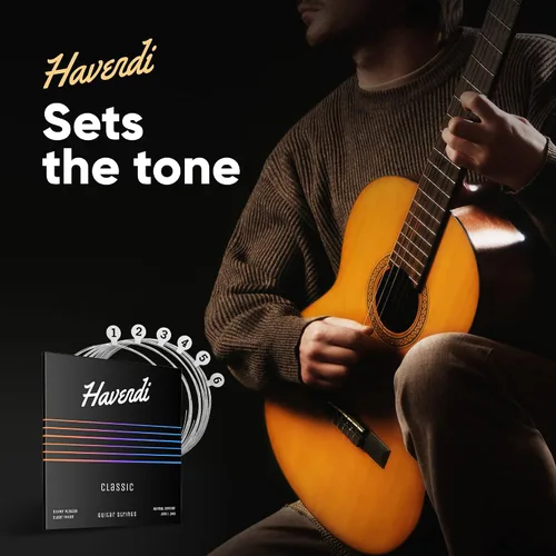 Vista 7 de HAVENDI® Cuerdas de guitarra para guitarra clásica - cuerdas brillantes de calidad de sonido hechas de nailon para guitarra clásica revestidas