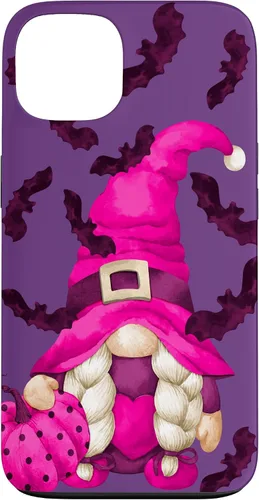 Vista 7 de Halloween Pink Pumpkin and Bat Decor with Cute Witch Gnome Case for iPhone 17