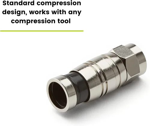 Vista 6 de trueCABLE - Conector F de compresión universal de fácil ajuste RG6 y RG6Q para cable coaxial Dual Shield (DS) Tri-Shield y Quad Shield (QS), 10