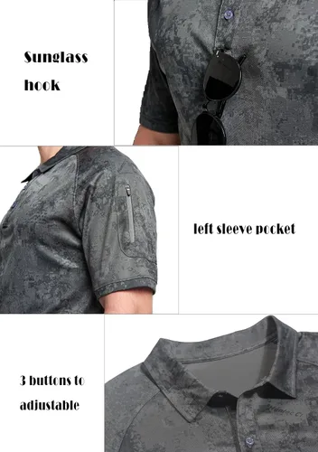 Vista 3 de ZTN Camisas polo para hombre - Verano UV50+ absorción de humedad camisas de golf de secado rápido deportes polos ropa deportiva ropa deportiva