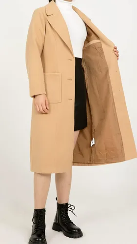 Vista 3 de ThCreasa Chaqueta de invierno de mezcla de lana para mujer, con solapa y solapa, para invierno
