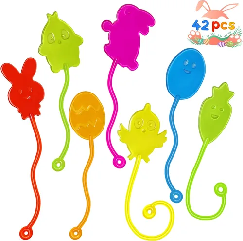 Vista 10 de Sticky Hands a Granel 36 Piezas Favores de Fiesta de Tractores y Autos para Niños Juguetes de Mano Pegajosa Elástica con Forma de Tractores Rellenos