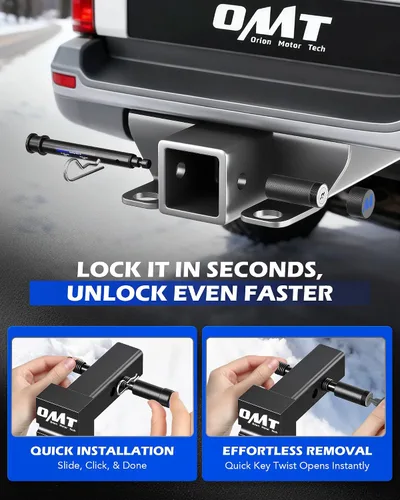 Vista 6 de Orion Motor Tech Pasador de enganche de bloqueo, se adapta a receptor de 2 pulgadas con bloqueo de pasador de enganche de 5/8 pulgadas de diámetro