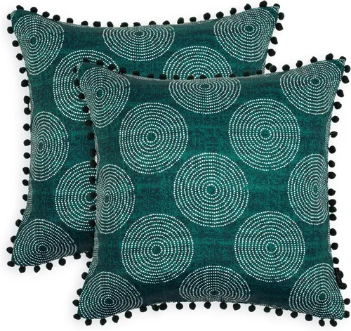 Vista 11 de Royal Blaze Juego de 2 fundas de almohada de satén suave de 18 x 18 pulgadas con pompones florales de color burdeos Grace Floral Borgoña