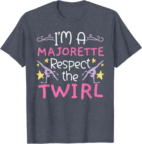 Vista 27 de Camiseta con texto en inglés "I A Majorette Respect The Twirl Baton Twirling", Negro
