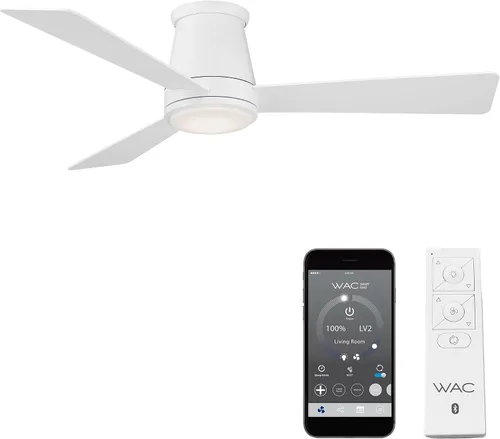 Vista 10 de WAC Lighting - Ventilador de techo de 3 aspas de aluminio inteligente de montaje empotrado en níquel cepillado
