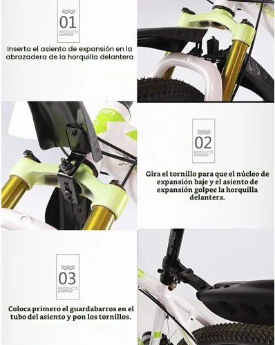 Vista 4 de Enfudid Juego de guardabarros para bicicleta de montaña, guardabarros traseros para bicicletas de carretera