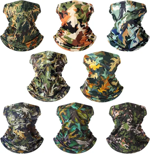 Vista 12 de SATINIOR 8 piezas de polaina de cuello de verano para hombre, pasamontañas, transpirable, máscara facial