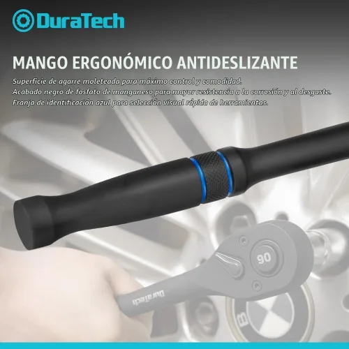 Vista 5 de DURATECH Trinquete de accionamiento de 1/2 pulgada, llave de trinquete de liberación rápida de 90 dientes Reversible, Cr-V Made, 4° Swing