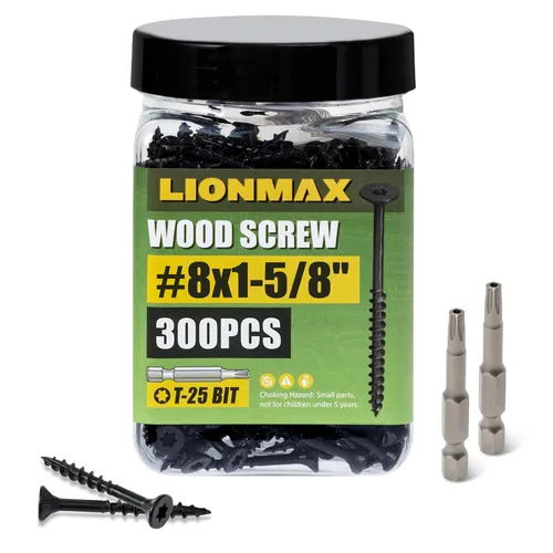 Vista 15 de LIONMAX Tornillos de cubierta de 1-1/4 pulgadas, tornillos para madera #8 x 1-1/4 pulgadas, 100 unidades, resistentes a la corrosión, revestimiento