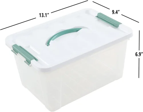 Vista 4 de Caja de plástico de 14 cuartos de galón con asas, contenedores de almacenamiento transparentes, juego de 6