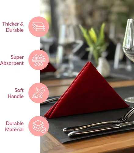 Vista 5 de Prestee Servilletas rojas para mesa, desechables, toallas de mano de papel suaves y absorbentes para cenas y todo tipo de eventos, servilletas