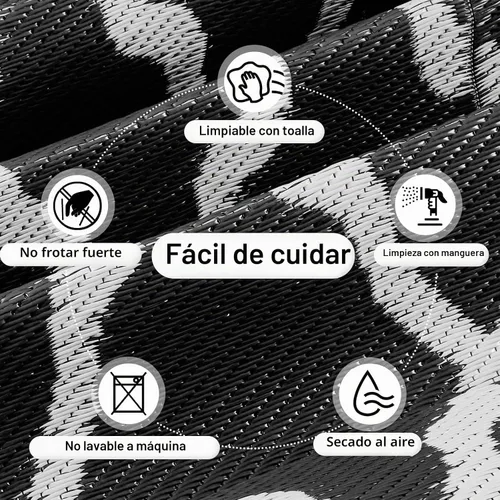 Vista 7 de OutdoorLines - Alfombra de plástico de exterior, 4 x 6 pies, reversible, resistente a manchas y a rayos ultravioleta, para campamento, terraza