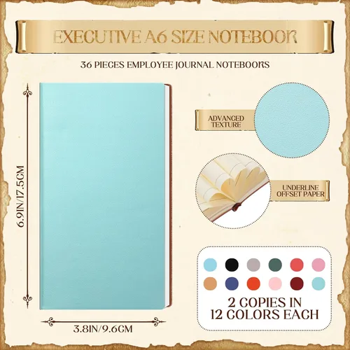 Vista 2 de Kosiz 36 cuadernos de bolsillo a granel de 4 x 7 pulgadas, pequeños cuadernos con forro de cuero, mini bloc de notas a rayas para escribir 200