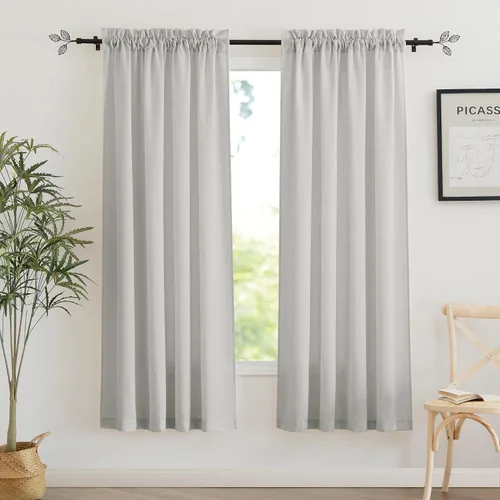 Vista 106 de RYB HOME - Cortinas de lino texturizado semitranslúcidas, privacidad media, filtro de luz, decoración de ventana para dormitorio/baño/sala de estar