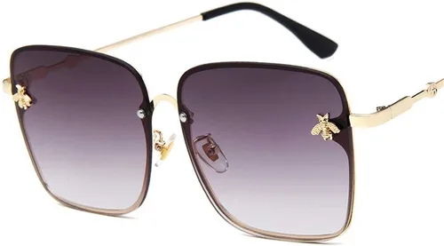 Vista 2 de CdyBox Gafas de sol de gran tamaño para mujer, gafas de sol cuadradas con abeja, regalos de moda