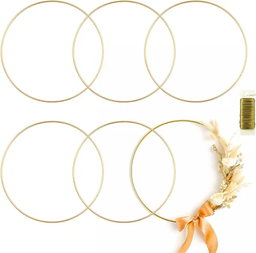 Vista 11 de Paquete de 8 anillos de metal para manualidades, anillos de macramé de 8 pulgadas, suministros de atrapasueños, centros de mesa de aro floral