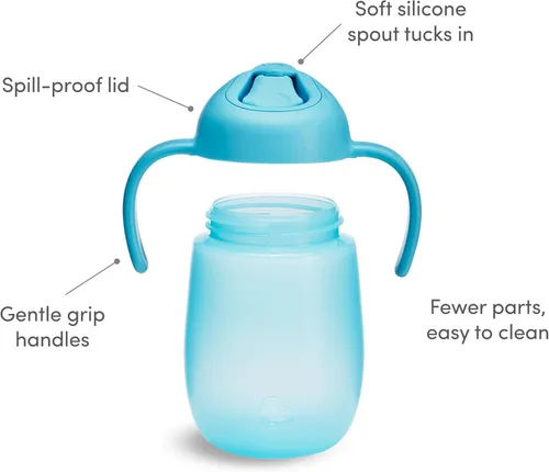 Vista 3 de Munchkin Simple Clean Trainer Vaso Entrenador Sippy Cup con Asas, 6+ Meses, 7 Onzas, Azul/Verde