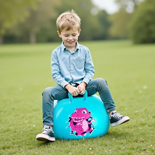 Vista 7 de Pelota saltarina Inpodak de 18 pulgadas con asas para niños, juguete de salto y rebote Hippity Hop para niños de 3 a 6 años, incluye bomba y caja