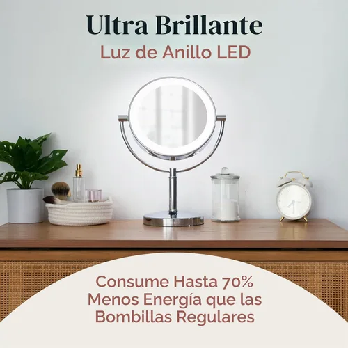 Vista 7 de Zadro Laguna Espejo de maquillaje de 11 pulgadas con luces y aumento LED iluminado espejo de maquillaje con aumento 5X/1X