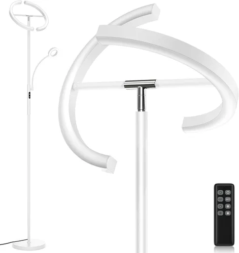 Vista 12 de SIBRILLE Lámpara de Pie RGBCW Mejorada con Lámpara de Lectura, Lámpara de Pie LED con Control Remoto Giratorio Regulable, Luz de Pie Moderna