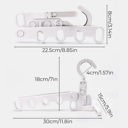 Vista 5 de 2 perchas plegables de viaje, colgador de ropa plegable portátil con 5 agujeros, colgador de ropa montado en la pared, estante de secado plegable