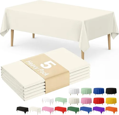 Vista 20 de Fixwal Mantel de plástico negro desechable de 54 x 108 pulgadas, mantel rectangular impermeable, paquete de 5 para graduación, decoración de fiesta
