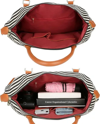 Vista 7 de BAOSHA HB-28 - Bolsa de lona para mujer para la noche o el fin de semana, Negro, Moderno Equipada