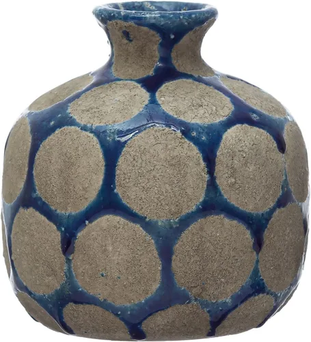 Vista 5 de Creative Co-Op Jarrón terracota con puntos de alivio de cera y asas