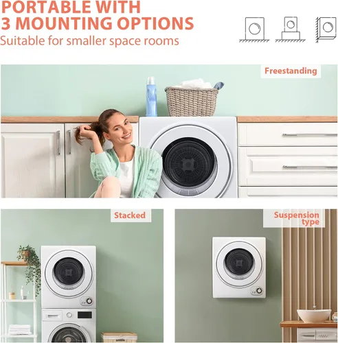 Vista 7 de Qhou Lavadora automática completa y paquete de secadora de ropa portátil Euhomy