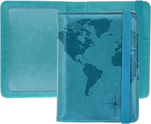 Vista 25 de Kandouren - Funda para pasaporte con bloqueo RFID, cartera para pasaporte para hombres y mujeres, el mejor regalo para viajeros, tarjetas de crédito