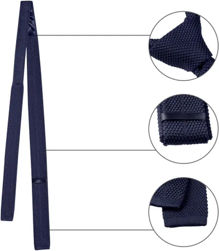 Vista 4 de Allegra K Corbatas de punto para hombre con puntas planas delgadas de color sólido autoatadas