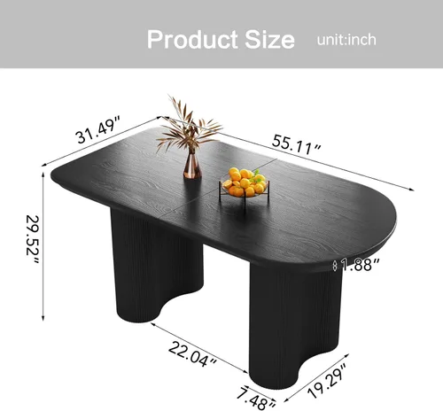 Vista 2 de Guyii Mesa de comedor de 55.11 pulgadas, mesa de cocina moderna para 6 personas, mesa de comedor interior para cocina, bar, sala de estar, espacio