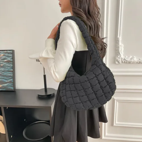 Vista 2 de Bolsa de mano acolchada para mujer, bolsa grande acolchada suave, ligera, acolchada, bolsa de hombro, bolsa Hobo